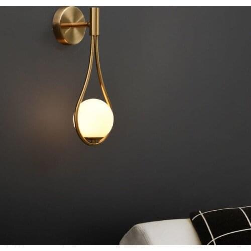 Nordic Personality Water Drop Creative Living Room Metal Wall Lamp Fashionable Modern Minimalist Bedside Glass Wall Lamp Bedroom
