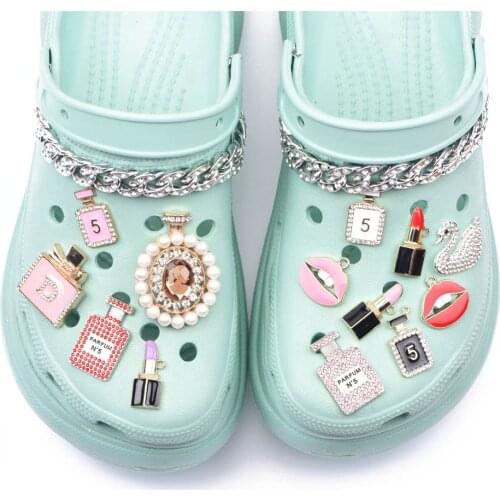 1 PCS Metal Charms Designer Perfume JIBZ Croc Charms Accessories Clog Lipstick Shoe Button Decoration Charm for Croc Shoes