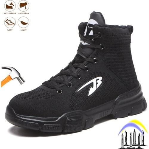 Mens Safety Shoes High Quality Anti-piercing Steel Toe Cap Work Boots Indestructible Breathable Non-Slip Comfortable Sneakers