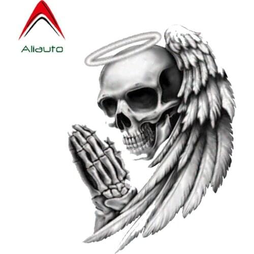 Aliauto Personality Car Sticker Angel of Death Skull Accessories PVC Decal Cover Scratches for W204 Lifan Toyota ,13cm*10cm