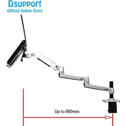 Aluminum Alloy Desktop Mount Ultra-long Arm Dual-use Laptop/ Monitor Holder Full Motion Notebook Bracket 8012-T