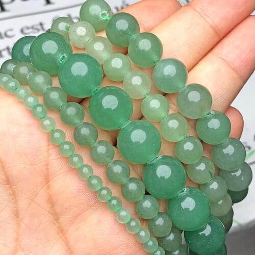 AAA Natural Stone Green Aventurine Jades Bead Loose Spacer Beads Bracelet For Woman Jewelry Making DIY Accessories 4/6/8/10/12MM