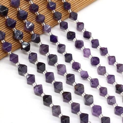 Natural stone semi-precious stones irregular diamond faceted beaded amethyst beaded for DIY bracelet necklace jewelry making12mm