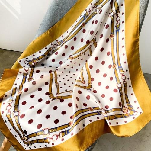 Luxury brand silk scarf square women shawls and wraps fashion dot print office small hair neck hijabs foulard 2020 summer new