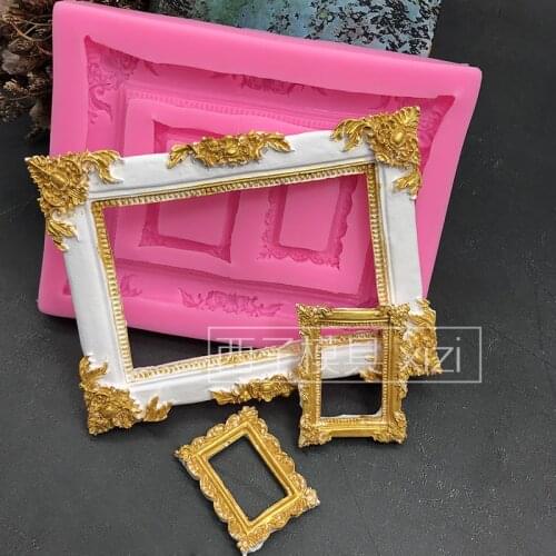New European-style border silicone mold retro photo frame chocolate flip sugar cake decorated with aromatherapy gypsum mould