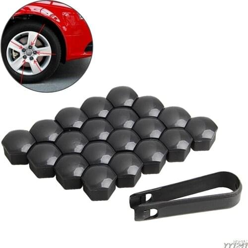 Car styling 20 x 17mm Car Wheels Plastic Nuts with Screw Cap Removal Tools car accessories