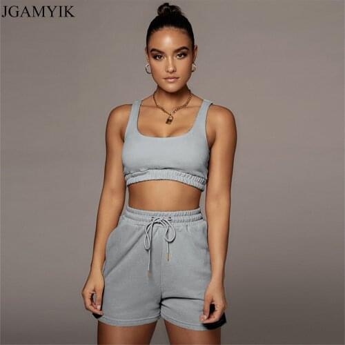 JGAMYIK Lounge Cozy Set Tank Top Drawstring Shorts Sets Women 2021 Summer Tracksuit Women Trendy Clothes For Women