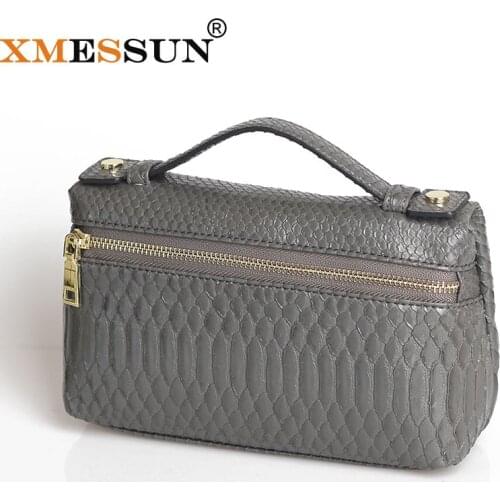 XMESSUN High Quality Python Leather Clutch Make Up Bags for Women 2021 Fashion Trendy Travel Bag Luxury Handbags and Purses