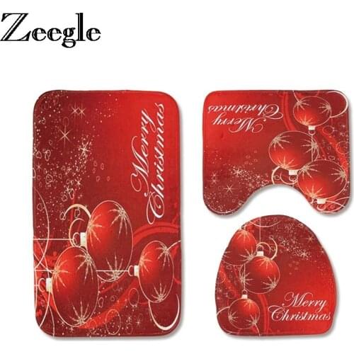 Zeegle Christmas Bathroom Mat Absorbent Carpet Bathroom Memory Foam Mat For Toilet Bath Carpet Absorbent Bath Mat Bathroom Rug