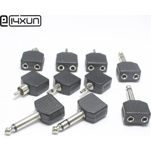 1pcs RCA / 3.5mm / 6.35mm Male Plug to 3.5 mm Female Plug Audio Connector AV 1 to 2 Extension Cord Splitter Adapter