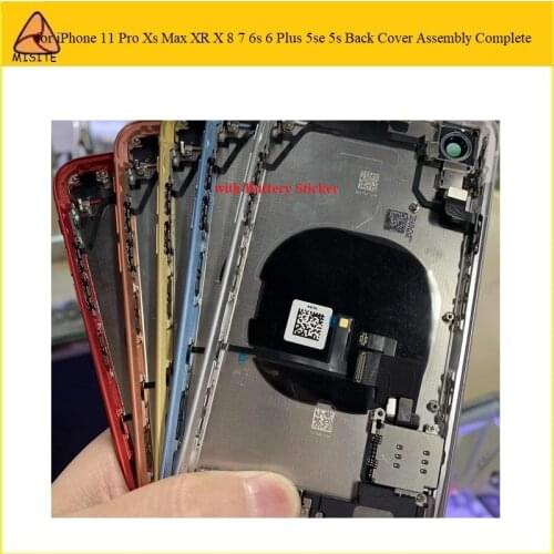1Pc Tested For iP hone 11 Pro Xs Max XR X 8 7 6S 6 Plus 5se 5s Back housing Battery Cover assembly complete +Flex Cable+Buttons