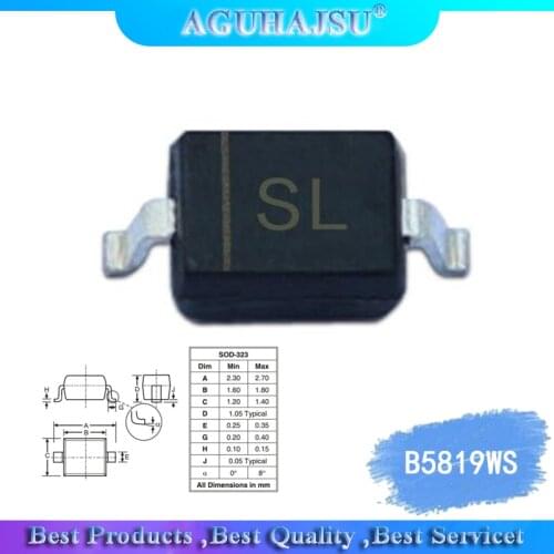 100pcs 0805 S4 B5819WS smd diodes IN5819 SOD-323 Patch Schottky diode