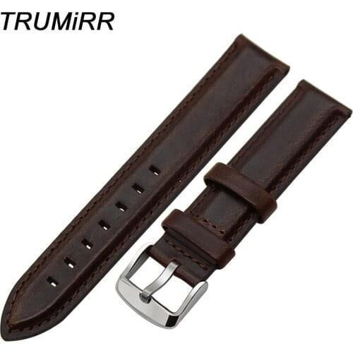 13mm 18mm 20mm Genuine Leather Watchband Universal Men Women Watch Band Wrist Strap Stainless Steel Buckle Bracelet Black Brown