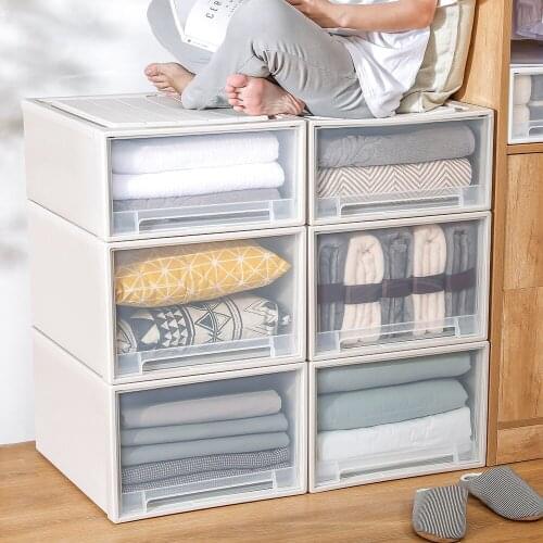 2PCS Large Size Drawer Storage Box Wardrobe Plastic Cabinet Household Underwear Storage Clothing Storage Box Clothes Storage Box