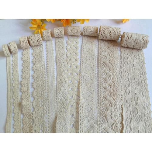 2 Yard/lot Knitted Cotton Lace Ribbon Beige Color,DIY Handmade,Wedding Party/Craft & Gift Packing for Child Dress/Decoration