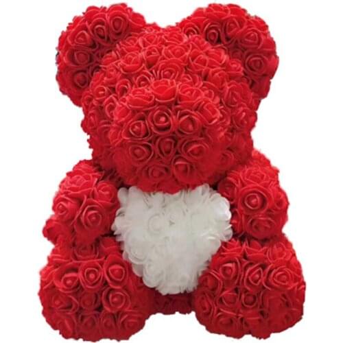 25cm Red Rose Teddy Bear Rose Flower Artificial Decoration Colorful Puzzle Creative Magic Toys Women Valentines mothers gifts