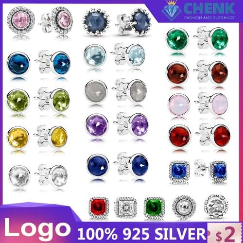 298311CZ 925Blue Round Sparkle Stud Earrings Earrings Fashion And Elegant WomenS Jewelry Wedding Gift