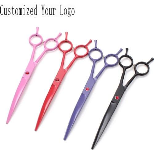 7" Stainless Customized Brand Grooming Scissors Down Curved Scissors Dogs Shears Animal Scissors Professional Pets Shears C4102
