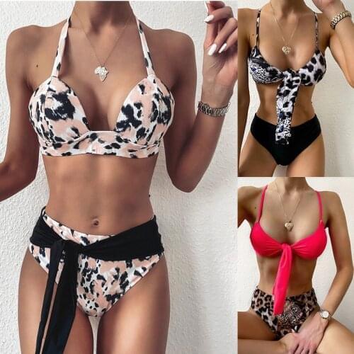 Bikini Sexy Print Swimwear Women Push Up Leopard High Waist Swimming Suit Elegant Bandage Bikini Set Summer купальник Biquini