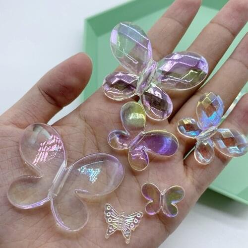 10Pcs Transparent Acrylic Butterfly Beads For DIY Making Necklace Earrings Hair Accessories Jewelry Findings Supplies