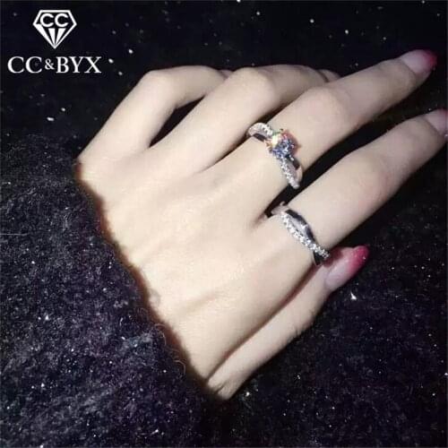 CC Set Rings For Women Charms Bridal Wedding Double Silver Ring Cubic Zirconia Engagement Fashion Jewelry Couple Ringen CC1419