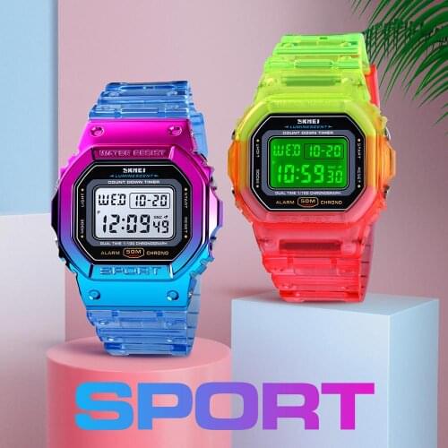 2020 Sweet Color SKMEI Fashion Outdoor Sport Watch Double Time Countdown Chrono Waterproof Gift Clock Reloj Hombre Drop Shipping