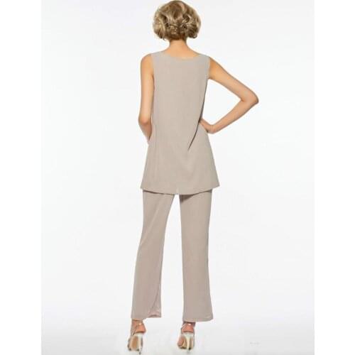 Elegant Plus Size Mother Of The Bride Dresses 2019 Pant Suits Chiffon Jacket Custom Made vestido de madrinha