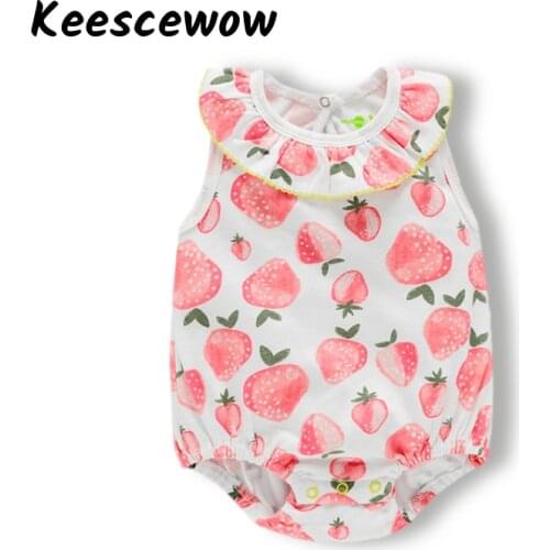 100% Cotton Baby Triangle Jumpsuit Fashion Fruit Printing Sleeveless Baby Girl Bodysuit