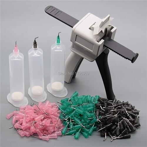 Glue Gun 30ml UV Adhesive Manual Caulking Gun with Glue Dispenser 30cc Syringe Barrel 16G 18G 20G Tapered Dispensing Needle Tips