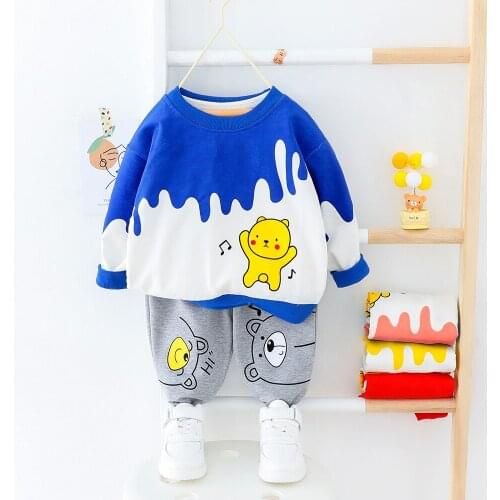 Fashion Baby Clothes Boys Set Cartoon Cute T-shirt + Harem Suit Spring 2 PCS Child Fall Costume Children Clothing O-neck
