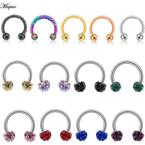 Miqiao 1pcs Stainless Steel Twist Horseshoe Nose Ring Piercing Fashion Jewelry New