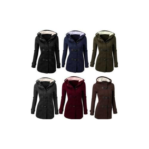 Fashion Women Slim Long Coat Winter Warm Buckle Jacket Outwear Hooded Cloth Gift
