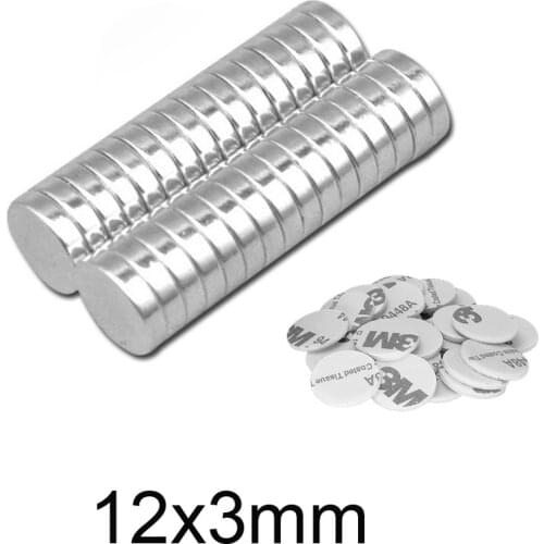 10~150PCS 12x3 Disc Powerful Strong Magnetic Magnets With 3M Glue Tape 12x3mm Round Permanent Neodymium Magnet 12*3