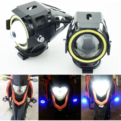 Motorcycle work lights moto 12v 125w U7 angel eye lights led moto auxiliary fog spot lamp headlights spotlights car headlamp