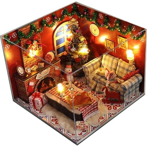 DIY Miniature Dollhouse Kits Furniture Christmas Carnival Night Wooden Dolls House With LED Light Toys For Children Gift