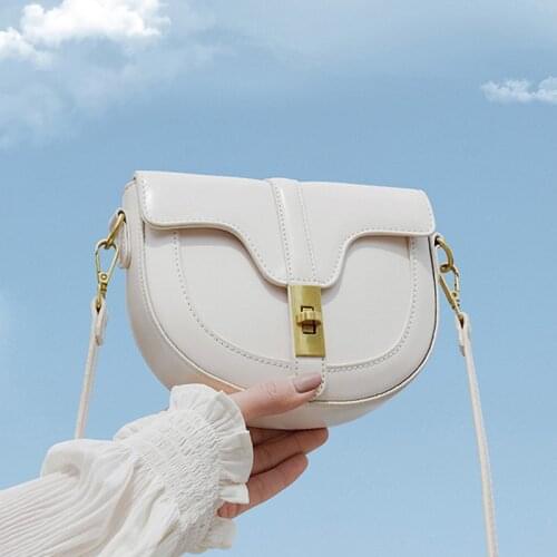 Solid Color Saddle Bag Crossbody 2021 Fashion Luxury Brand PU Leather Womens Designer Handbag Lock Flip Shoulder Messenger Bag