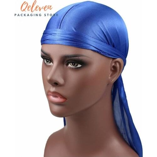 Wholesale Custom Logo Polyester Shinning Soft Durag Silk Satin Durags For Men