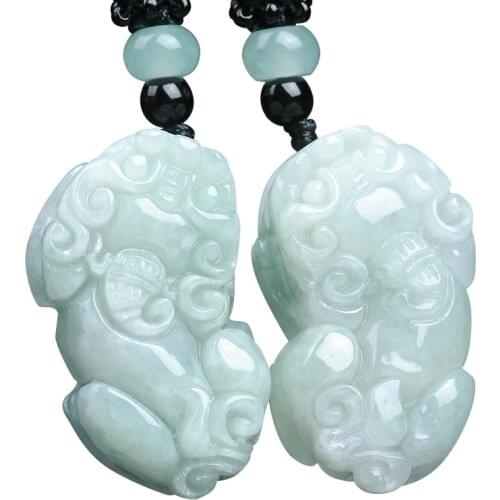 Lovers PIXIU Neckalce Natural AAA Burma Jadeite Jade Brave Troops Pendant Gift for Women Men Fine Jade Jewelry