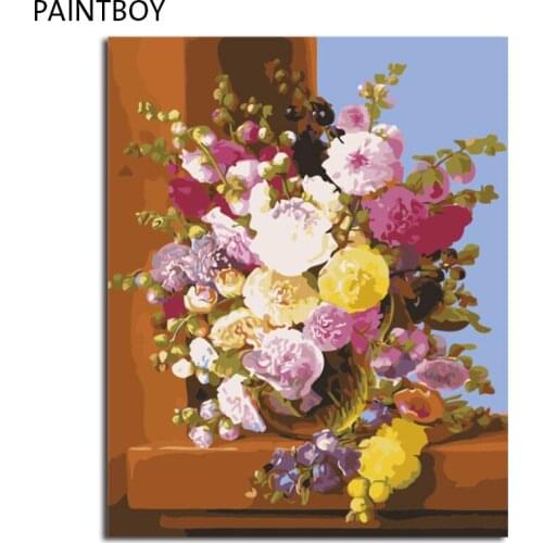PAINTBOY Framed Flower Home Decor DIY Painting By Numbers Digital Canvas Oil Painting Wall Art For Living Room Wall Art