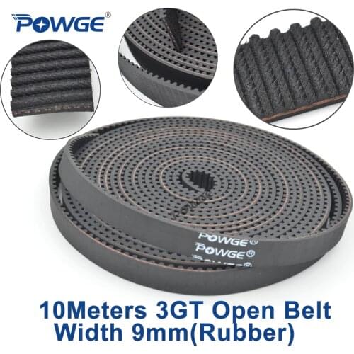 POWGE 10meters GT 3MGT 3GT Open Synchronous Timing belt 3GT 9 Width 9mm 3GT-9 Rubber 3KC GT3 pulley Small Backlash 3D printer