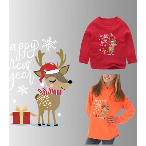 Lovely Christmas Deer Patches For Clothing DIY Appliqued A-level Washable Iron On Heat Transfer Clothes Sticker Merry Christmas