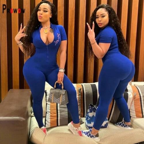 Prowow Sexy Women Jumpsuits Dragon Print Zipper Skinny Streetwear Fitness Outfits Spring Summer Female Bodycon Romper Clothing