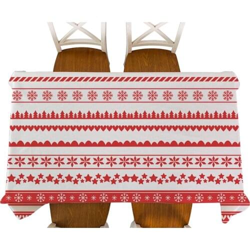 Geometric pattern Christmas Pine ConeTree Elk Bunny Santa Tablecloth Linen Waterproof Wedding Decoration Table Cloth Tapete
