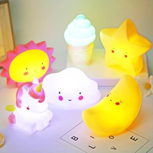 Led night light baby room decoration bed stars moon clouds toy bedroom decoration modeling light baby childrens toy gift
