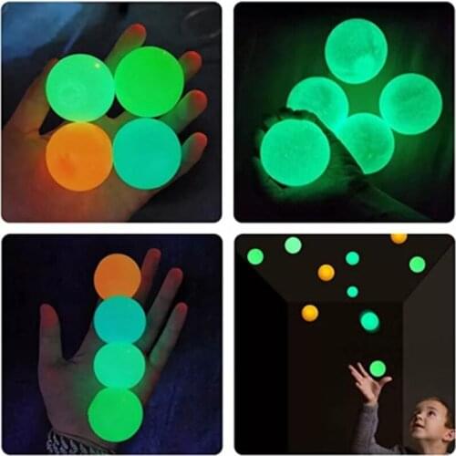 Catch Throw Glow In The Dark Toys for Children Mini Luminous Stick Juggle Jump Wall Ball Games Sticky Squash Suction Target Ball