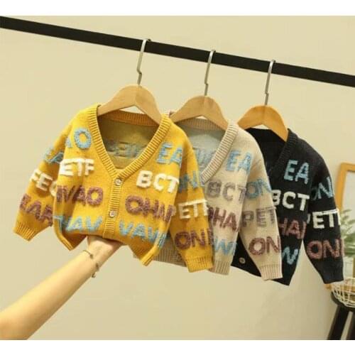 Autumn Baby Girls Boys Sweaters Jersey Letter Coat Kids Knitting Tops Baby Boys Girls Cartoon Long Sleeve Sweaters Terry 1-6