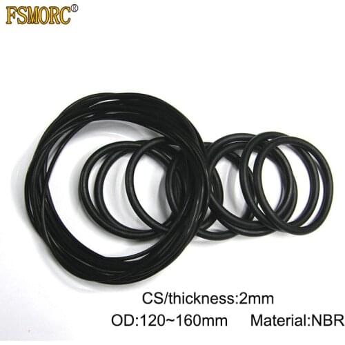 10pcs OD:125 130 135 140 145 150 155 160 235mm x 2mm Thickness CS NBR o ring sealing Rubber Ring Gasket Mechanical