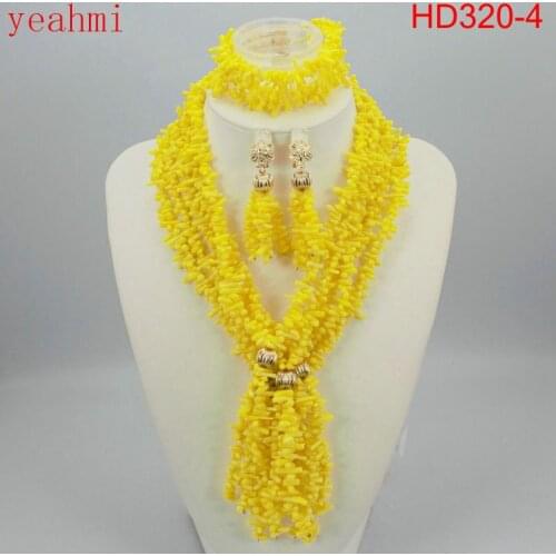 Fashion Afriacn Coral Beads Jewelry Set Real Nigerian Coral Wedding Jewelry Sets Women Costume Jewellery Set HD320-1