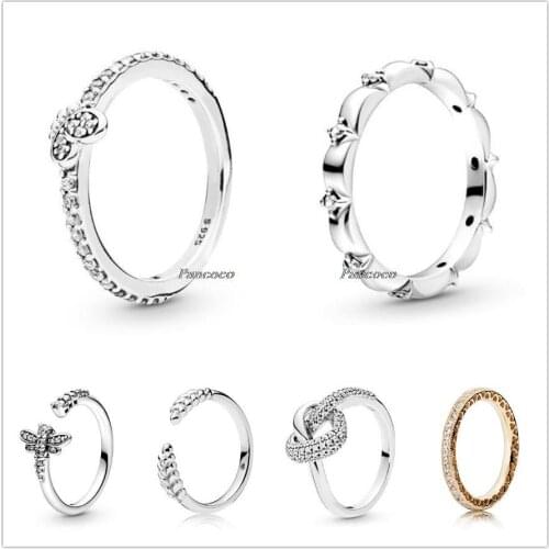 Authentic 925 Sterling Silver Bedazzling Butterfly With Crystal Rings For Women Wedding Party Gift Europe Pandora Jewelry