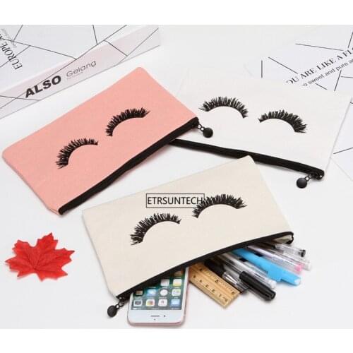 10PCS 23cmX14.5cm Closed Eyelash Makeup Bags Cosmetic Pencil Bags Travel Make up Pouches with Zipper for Women Girls